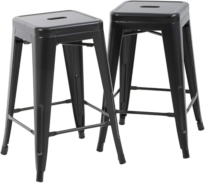 FDW Metal Bar Stools Set of 4 Counter Height Bar Stools 24 Inches Industrial by FDW