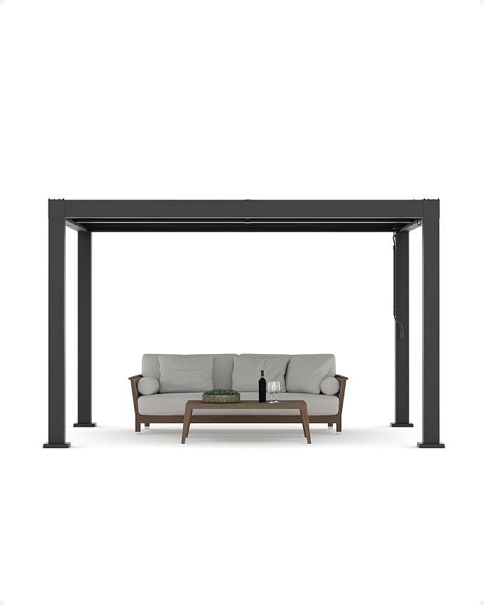 Garveelife All-Aluminum Louvered Pergola 10 ft x 12 ft, Outdoor Pergola - Image 8