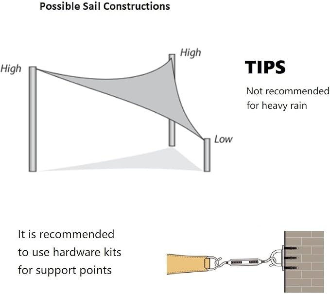 ASTEROUTDOOR Sun Shade Sail Triangle 16' x 16' x 22.64' UV Block Canopy - Image 7