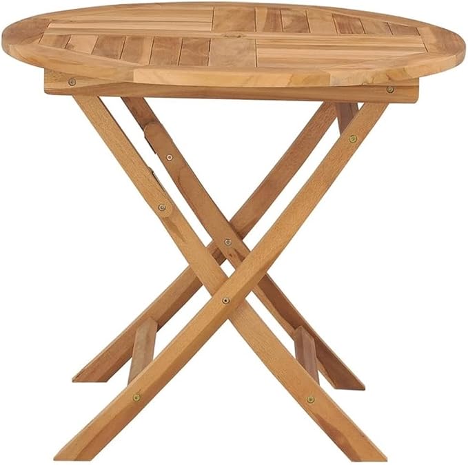 BOWERY HILL Foldable Teak Wood Dining Table, 33.5 x 33.5 x 29.9 in, Sandblasted - Image 2