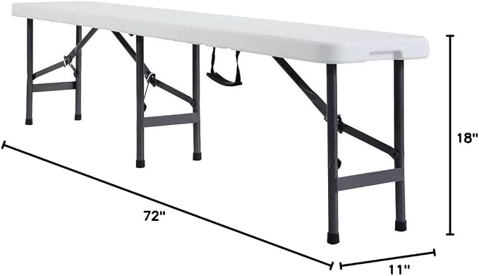 VINGLI 6 feet Plastic Folding Bench, Portable in/Outdoor Picnic Party Camping - Image 3