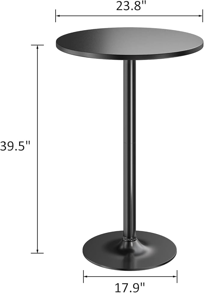 Furmax Bistro Pub Table 2 Pack Round Bar Height Cocktail Table Metal Base MDF - Image 3