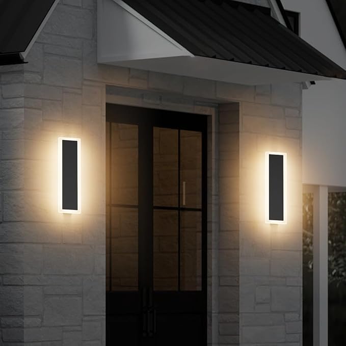 2 Pack 11.8in Modern Outdoor Wall Light Black Exterior Wall Sconces IP65 - Image 3