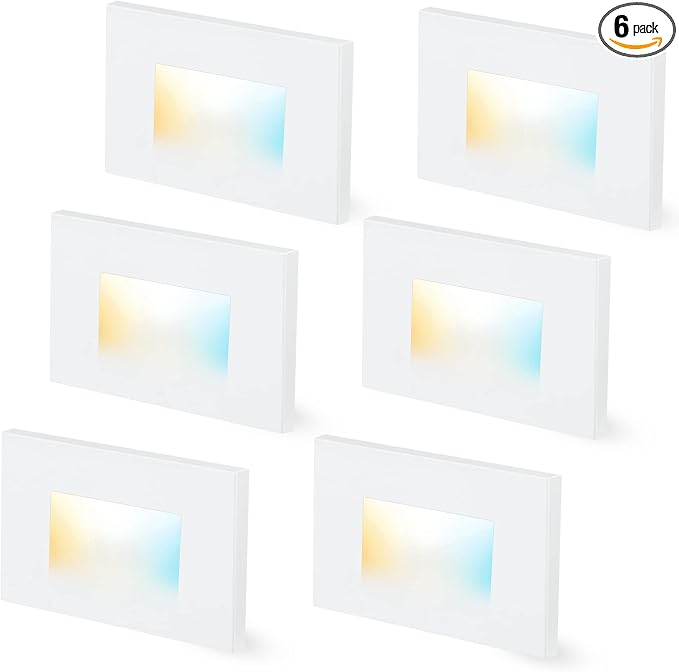 CLOUDY BAY Dimmable Upgraded 3 Color 120V LED Indoor Outdoor Step Lights by CLOUDYBAY