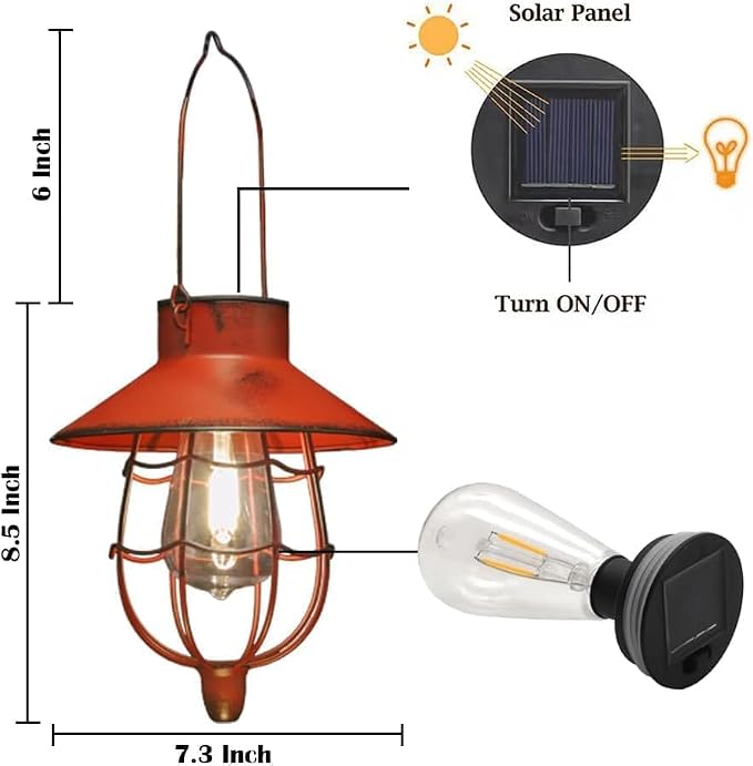 YAKii 6 Pack Solar Lantern Hanging Waterproof Outdoor Metal Solar Lamp - Image 3