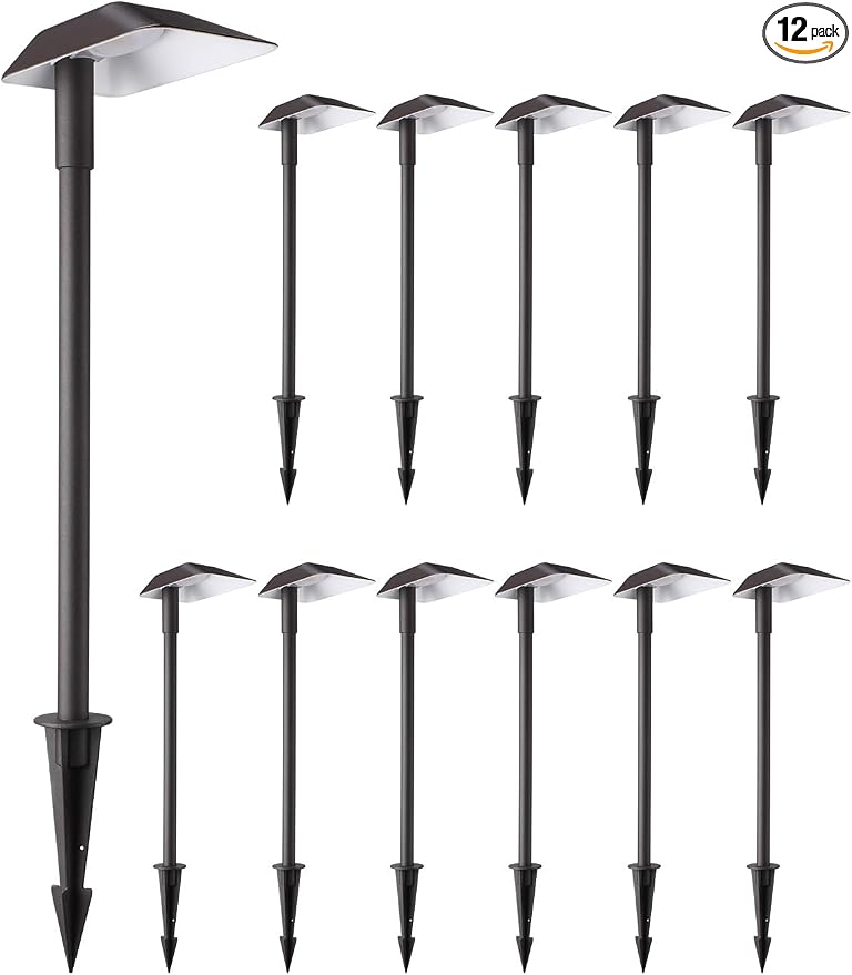 LEONLITE 12 Pack Low Voltage Landscape Lights, 5W Anti-Glare LED Pathway Lights by LEONLITE