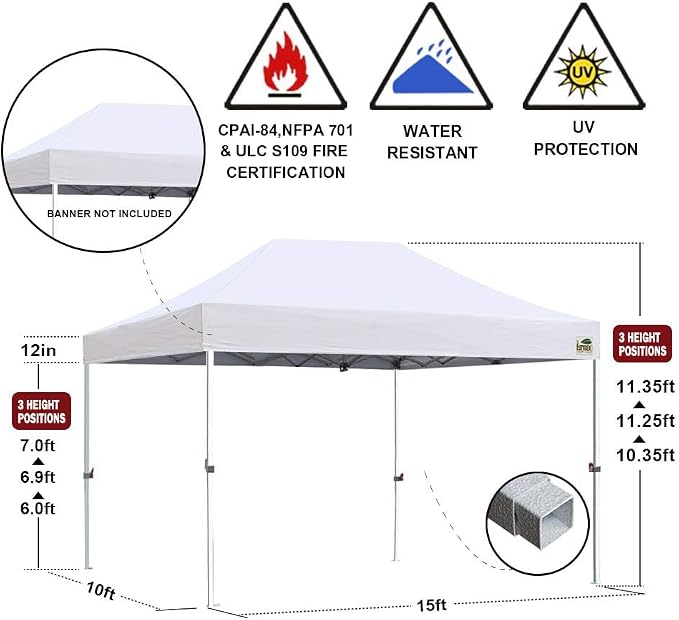 Eurmax USA 10'x15' Pop Up Canopy Tent Commercial Instant Canopies - Image 3