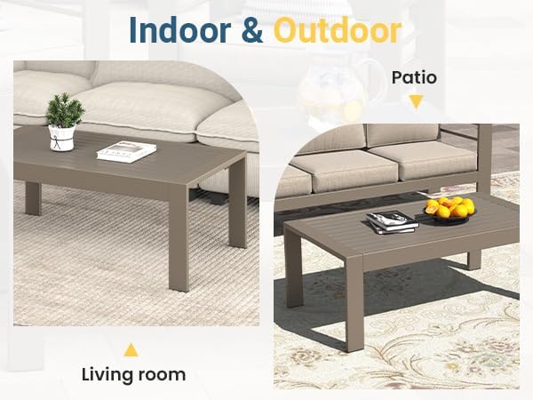 Wisteria Lane Outdoor Furniture Patio Coffee Table, Ourdoor Rectangle Coffee - Image 5