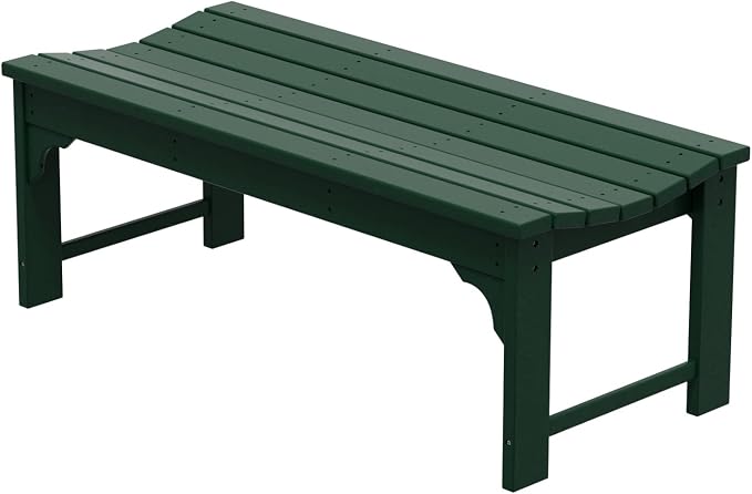 WO Home Furniture Outdoor 46" Backless HDPE Adirondack Bench, Poly Lumber Seat - Image 8