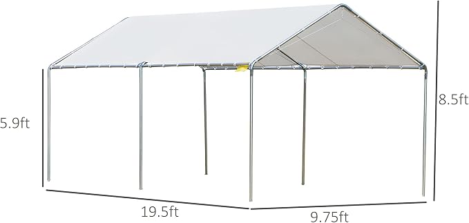 Outsunny 10'x20' Carport Outdoor Heavy Duty Party Tent Galvanized Car Canopy - Image 7