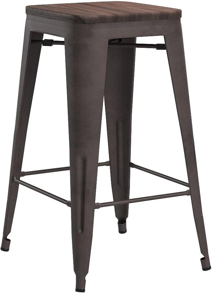 Andeworld Bar Stools Set of 4 Stackable Metal Bar Stools Industrial Counter - Image 5