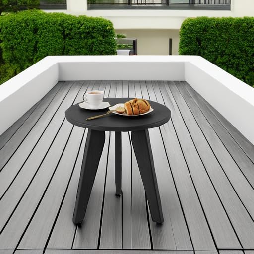 HDPS Outdoor Side Table, Small Round Side Table Weather-Resistant, Outdoor Side - Image 6