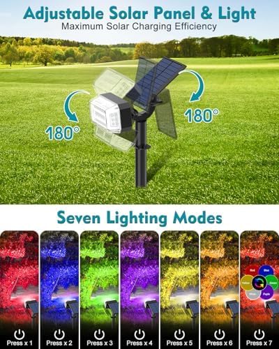 Solar Spot Lights Outdoor Waterproof IP65, RGB Halloween 7 Modes Christmas - Image 4