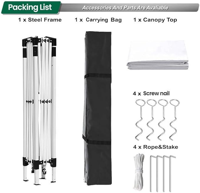 10x10ft Pop Up Canopy Tent, Heavy Duty Waterproof Folding Tent - Image 5