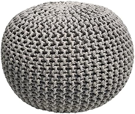 FRELISH DECOR Round Pouf Ottoman Hand Knitted 100% Cotton Pouf Foot Stool - Image 5