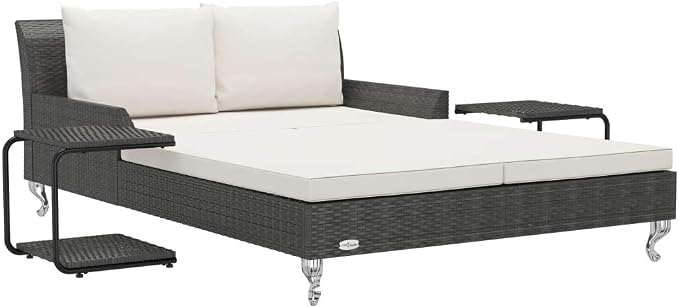 2 Person Garden Sun Bed Patio Furniture Outdoor Daybed - Image 2