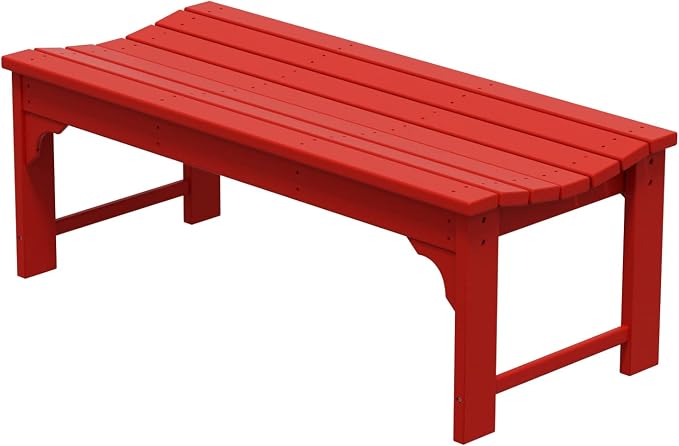 WO Home Furniture Outdoor 46" Backless HDPE Adirondack Bench, Poly Lumber Seat - Image 8