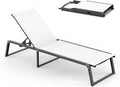 Aluminum Chaise Lounge Chair Outdoor, Foldable & Assembly Free Patio Pool by Oasbira
