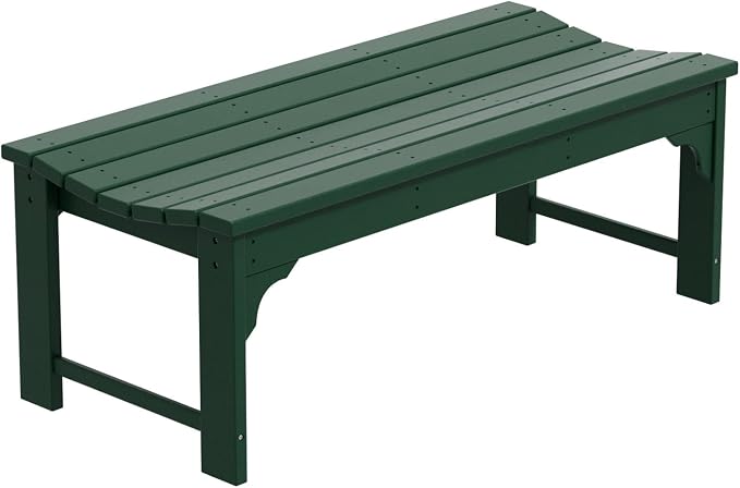 WO Home Furniture Outdoor 46" Backless HDPE Adirondack Bench, Poly Lumber Seat - Image 4