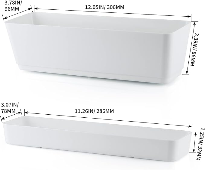 Skelang 3 Pcs Rectangular Plant Pot, Windowsill Container - Image 3