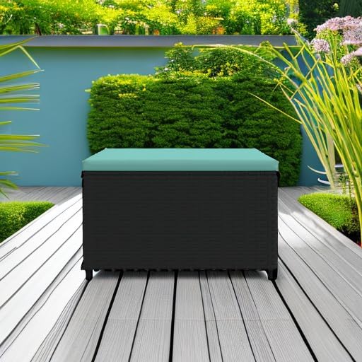vidaXL Black Patio Ottomans 2 Pcs Poly Rattan Footstools - Image 5