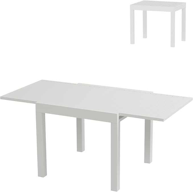Expandable Patio Table for 4-6 Persons, Extentable Outdoor Dining Table Set by GAOMON