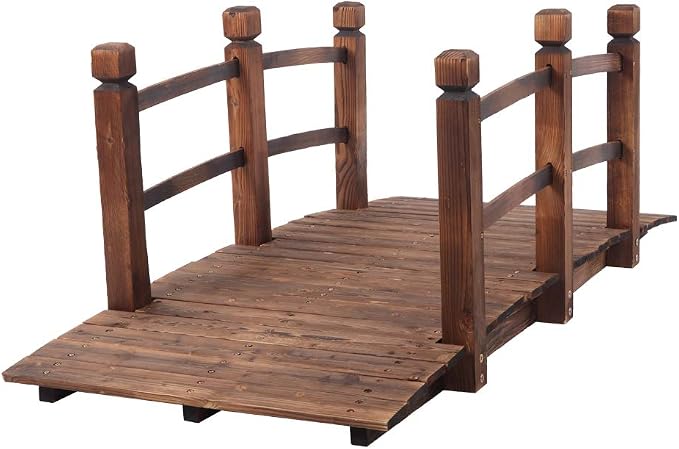 VINGLI 5 ft Garden Bridge, Classic Wooden Arch - Image 9