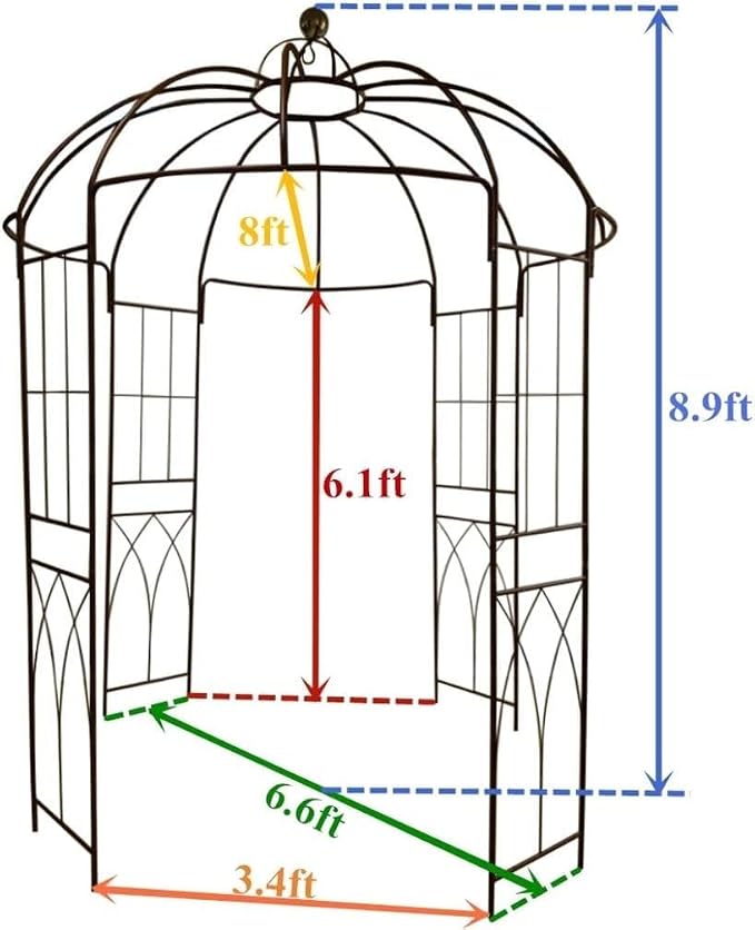OUTOUR French Style Birdcage Shape Heavy Duty Gazebo, Pergola Pavilion Arch - Image 5