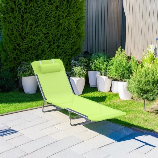 Outsunny Folding Chaise Lounge Pool Chairs, Outdoor Sun Tanning Chairs - Image 6