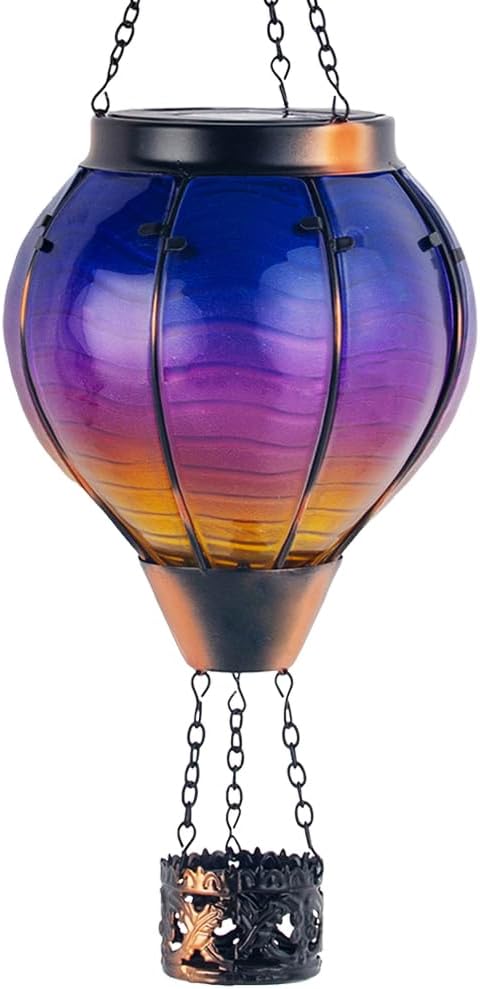 Starsoul Glass Solar Hot Air Balloon Flickering Flame Hanging Garden Light by Starsoul