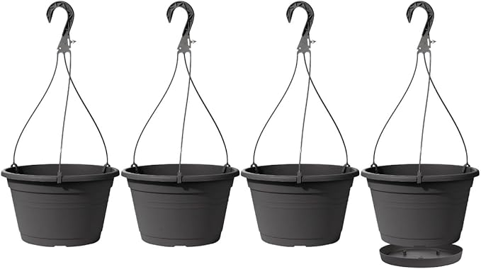 VIDELLY 4 Pcs Hanging Planters, Dark Gray by VIDELLY