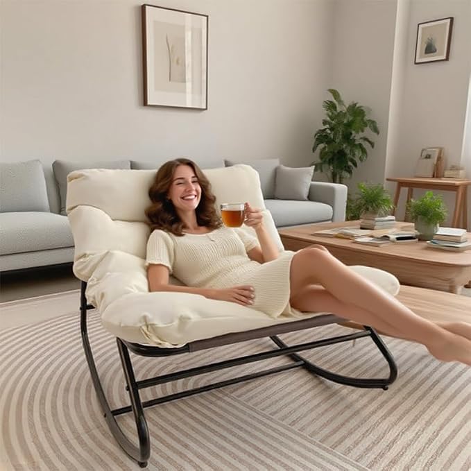 Patio Outdoor Rocking Chair, Oversized Papasan Rocking Chair - Image 7