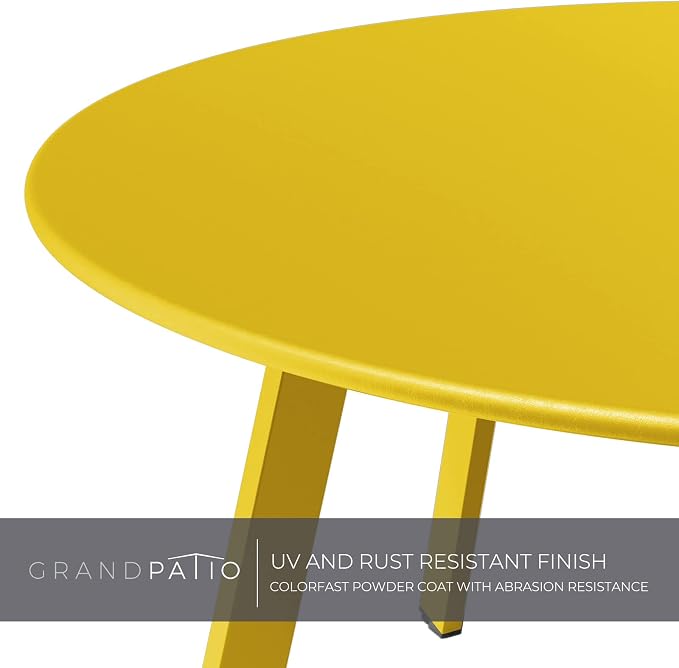 Grand Patio Round Steel Patio Coffee Table, Weather Resistant Outdoor Large - Image 4