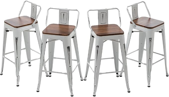 Andeworld Bar Stools Set of 4 Counter Height Stools Industrial Metal Barstools by Andeworld