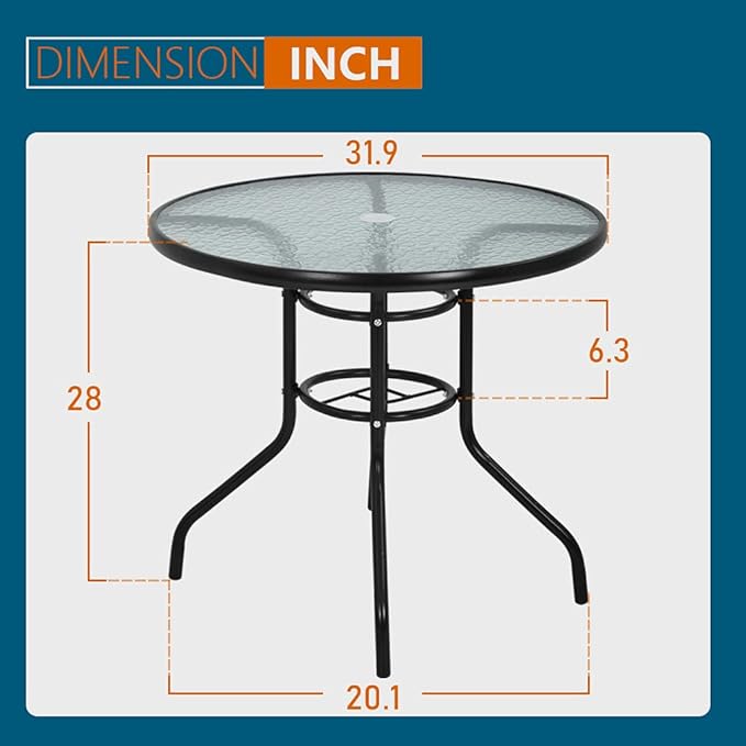 32in Outdoor Table Patio Dining Table Outdoor Dining Table - Image 3