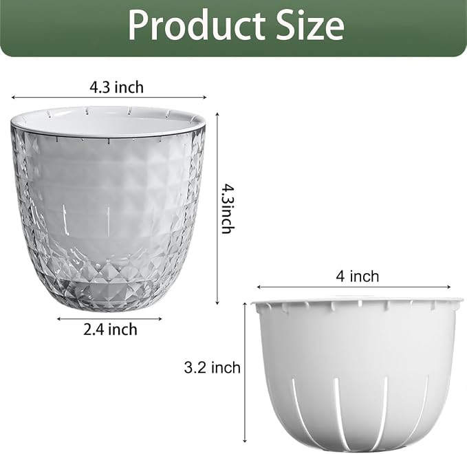 2 Pack 4 inch Self Watering Plants Pots Planters - Image 2
