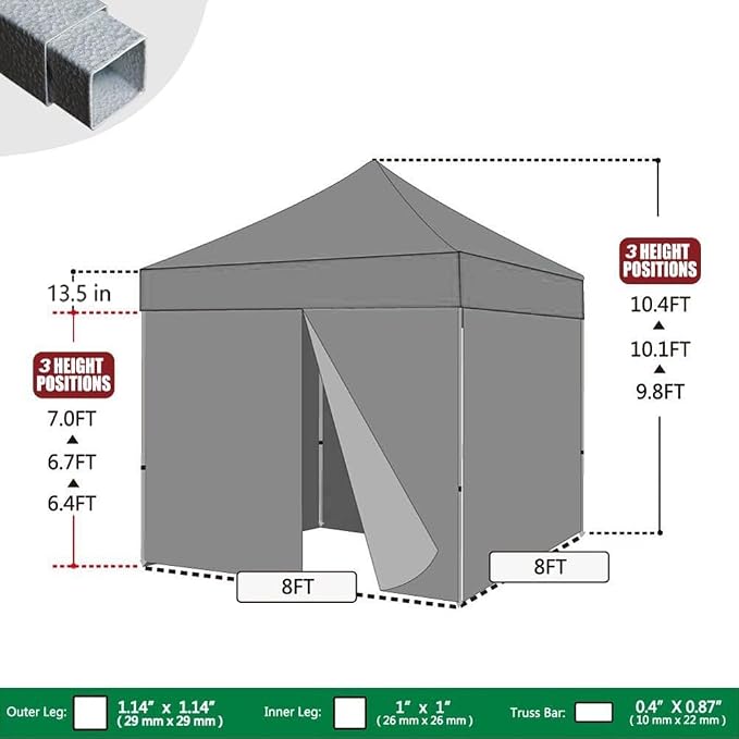 Eurmax USA 8'x8' Pop-up Canopy Tent Commercial Instant Canopies - Image 3