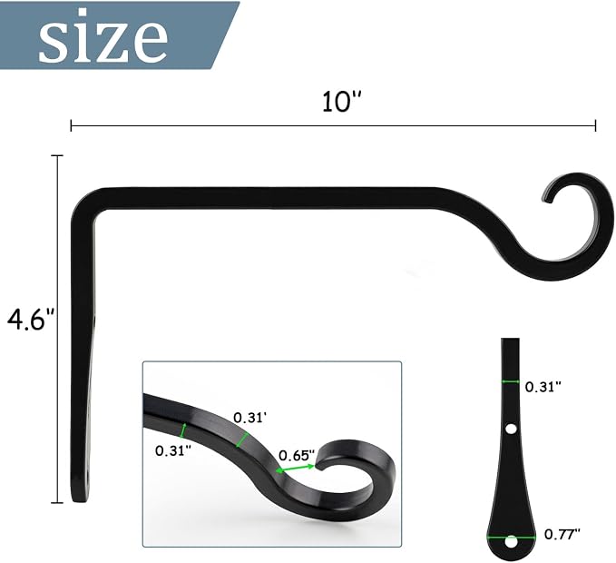 BOLITE Plant Hangers, 10 Inch Hanging Plant Brackets Outdoor Indoor, Wall Hooks - Image 4