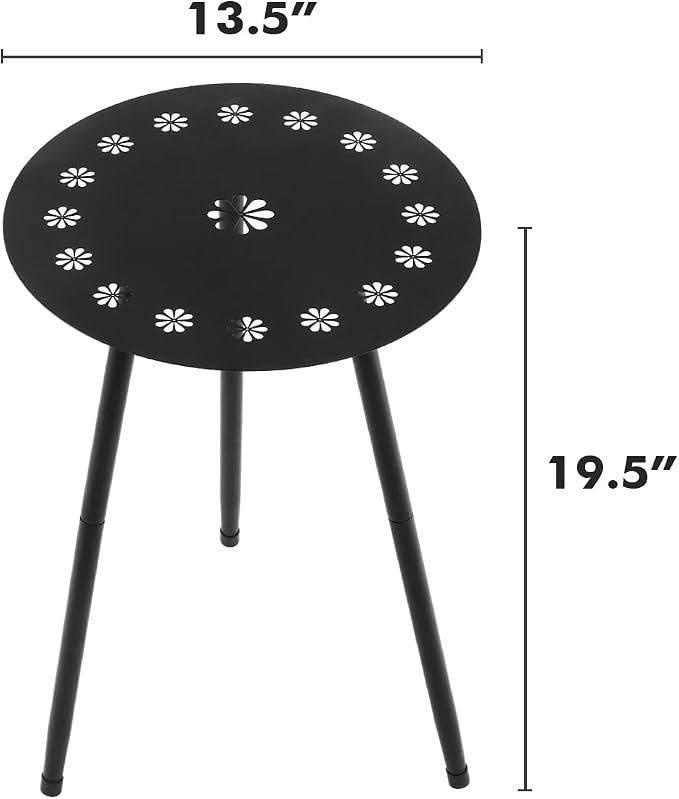 Outdoor Side Table Set of 2 Patio Round Tables - Image 3