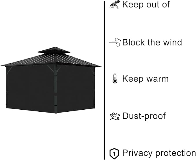 Gazebo Universal Replacement Privacy Curtain, 4-Panels Sidewall - Image 3