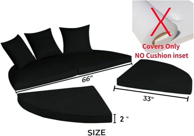 Outdoor Round Daybed Cushion Cover, Replacement Patio 66" Sun Bed 4 in 1 - Image 2