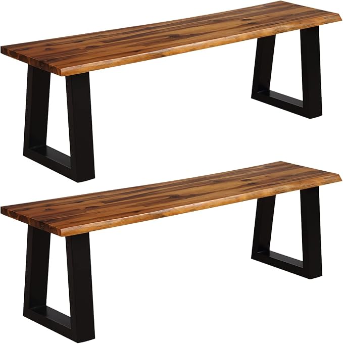 Giantex Set of 2 Wooden Dining Bench Seating Chair Rustic Indoor &Outdoor by Giantex