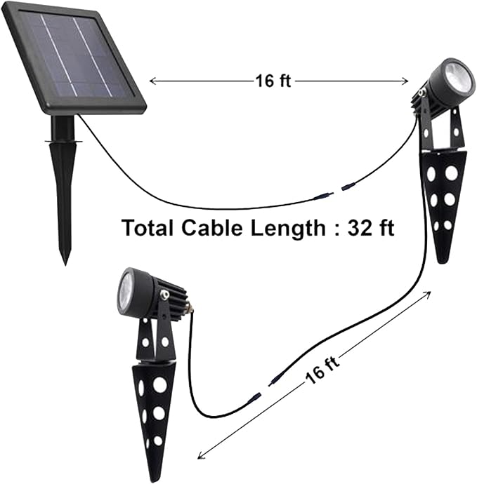 Mini 50X Twin Solar-Powered Flag Pole Light Cast Aluminium Cool White LED - Image 4