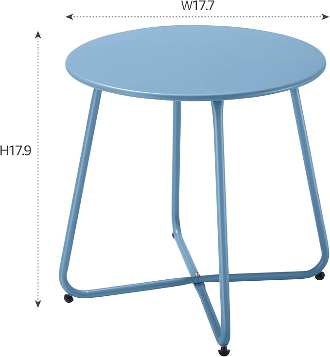 Small Patio Side Table, Round Metal Side Table, Weatherproof, Outdoor End Table - Image 3