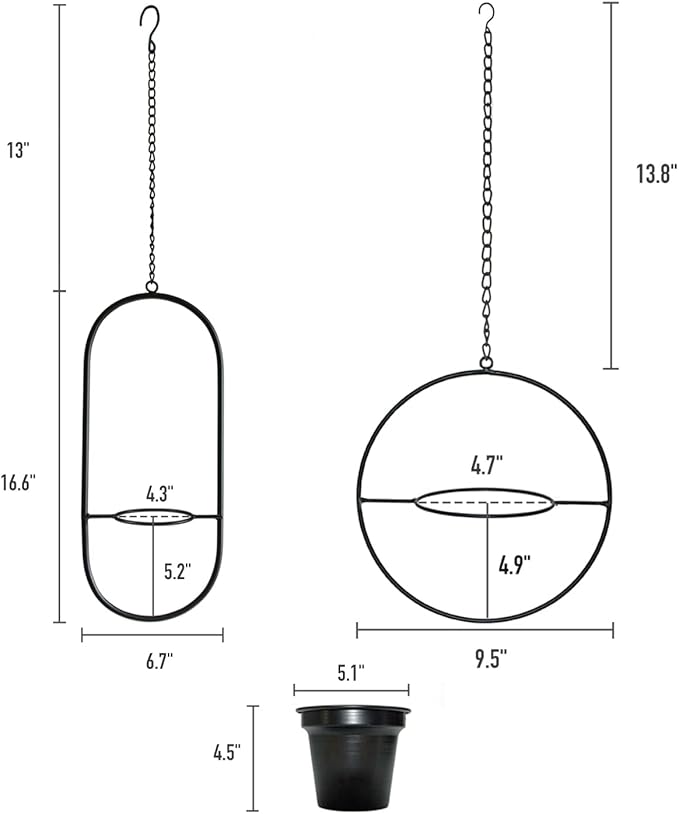 Metal Hanging Planters, Modern Plant Hanger - Image 3