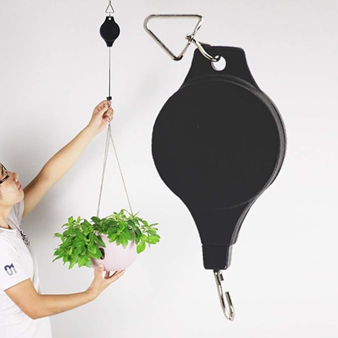 4 Pack Plant Hook Pulley, Retractable Plant Hanger Easy Reach Hanging Flower - Image 8