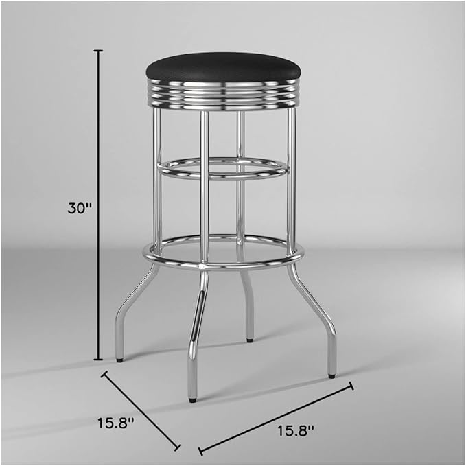 TRINITY Heavy Duty 30-Inch Backless Swivel Bar Stool - Image 3