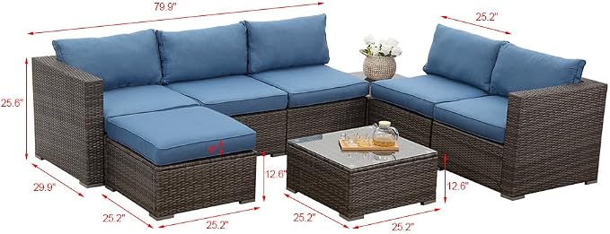 Wisteria Lane 7 Pieces Patio Furniture Sets, Outdoor Sectional Sofa - Image 8