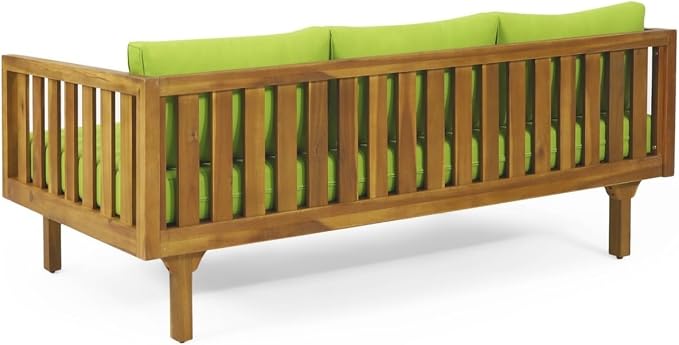 Merax Solid Acacia Wood Couch Chaise Lounge Chair Indoor, 3 Seater Daybed Sofa - Image 11