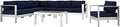 Modway Shore 7-Piece Aluminum Outdoor Patio Sectional Sofa Set in Silver Navy by Modway